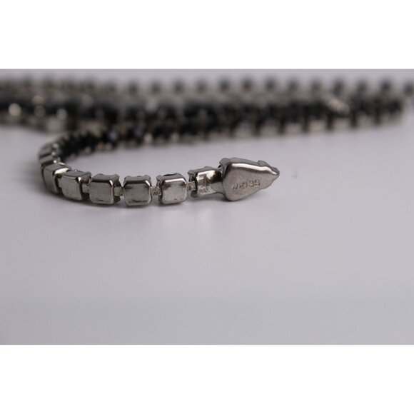 Weiss Rhinestone Necklace, Vintage Black Marquise Fringe, Signed Choker Evening - Picture 7 of 15